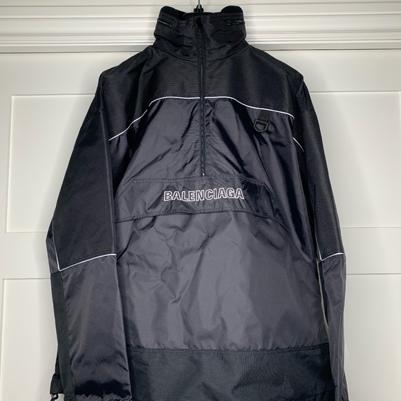 Balenciaga 80s Logo Black Windbreaker Nylon Jacket - Picture 1 of 16